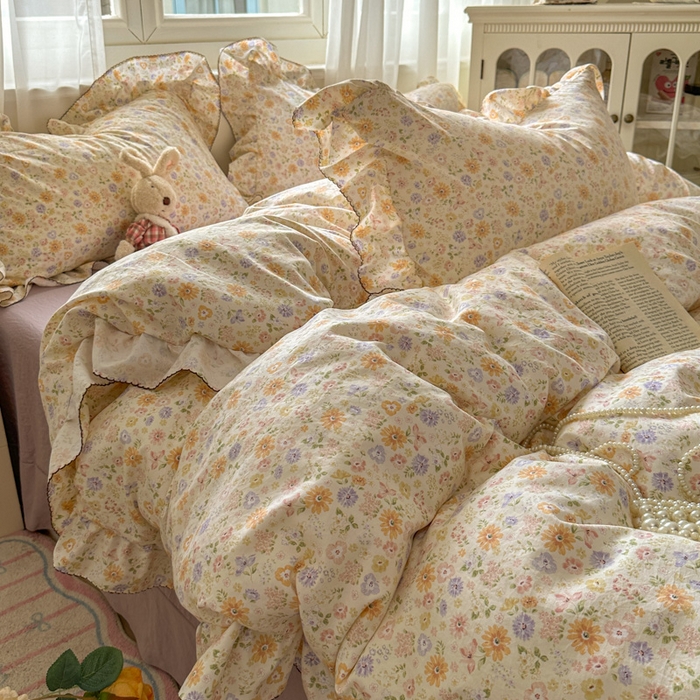 91家纺网 家纺一手货源 找家纺 欧尚 2025新款亲肤碎花云柔棉四件套 恋花季