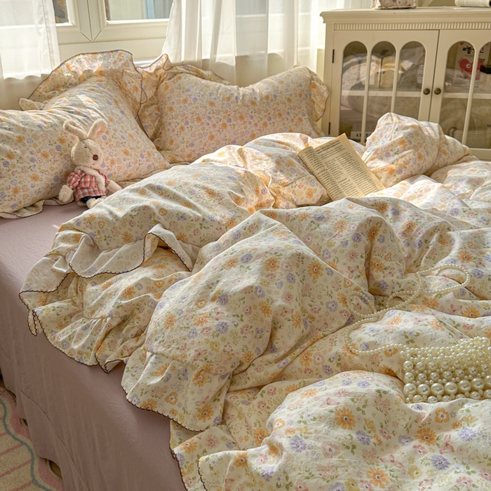 91家纺网 家纺一手货源 找家纺 欧尚 2025新款亲肤碎花云柔棉四件套 恋花季