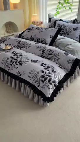 91家纺网 家纺一手货源 找家纺 望淮家纺 2025新款韩版牛奶绒四件套 梦里水乡