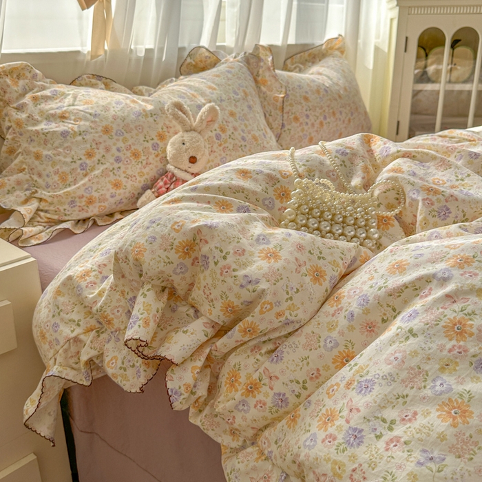 91家纺网 家纺一手货源 找家纺 欧尚 2025新款亲肤碎花云柔棉四件套 恋花季