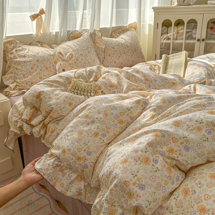 91家纺网 家纺一手货源 找家纺 欧尚 2025新款亲肤碎花云柔棉四件套 恋花季