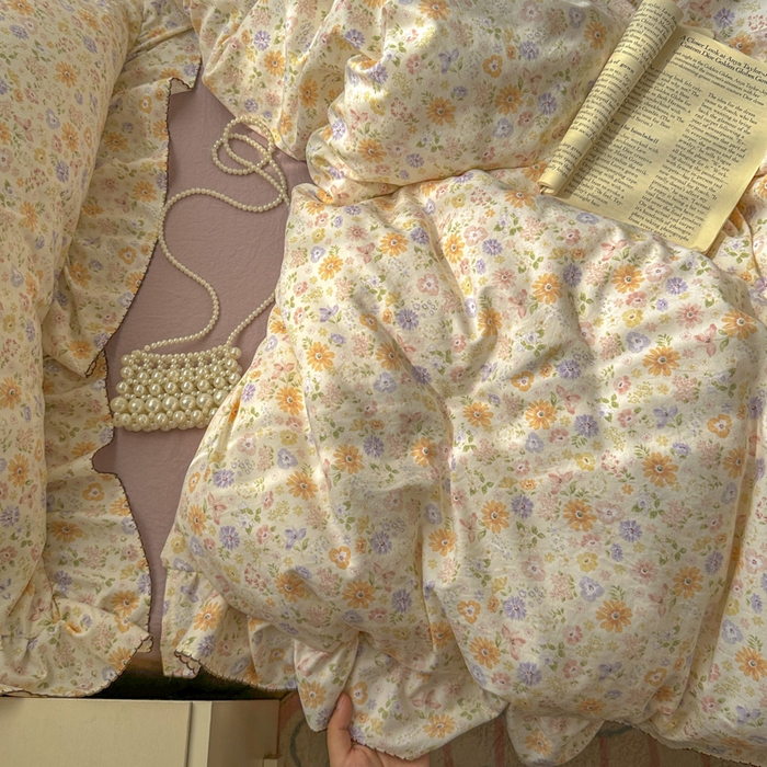 91家纺网 家纺一手货源 找家纺 欧尚 2025新款亲肤碎花云柔棉四件套 恋花季