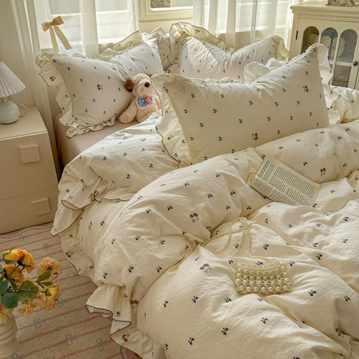 91家纺网 家纺一手货源 找家纺 欧尚 2025新款亲肤碎花云柔棉四件套 梦屿