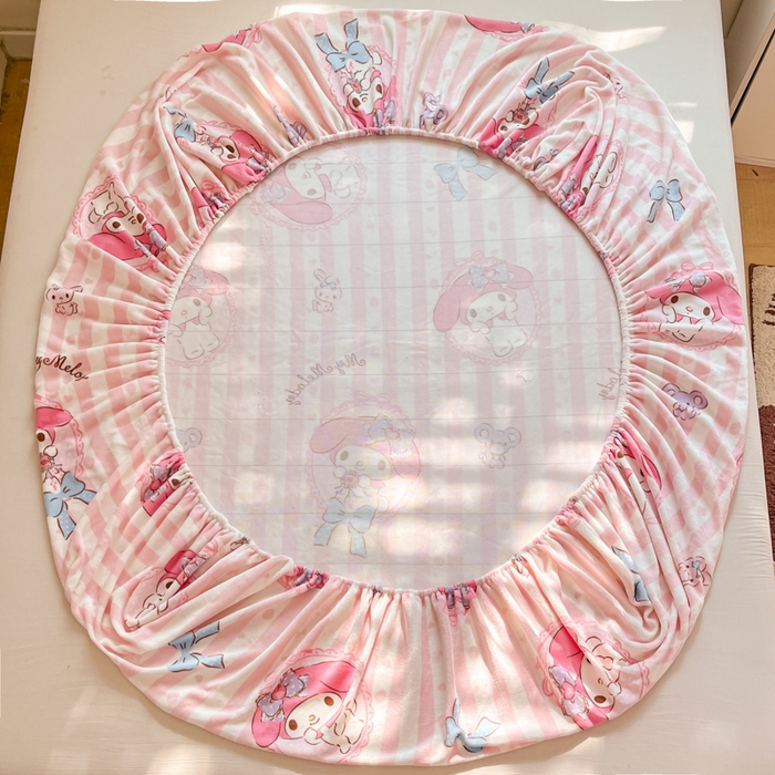 91家纺网 家纺一手货源 找家纺 金爱家 2025新款三丽鸥牛奶绒单品系列床单床笠单件 绒-X粉梦美乐蒂