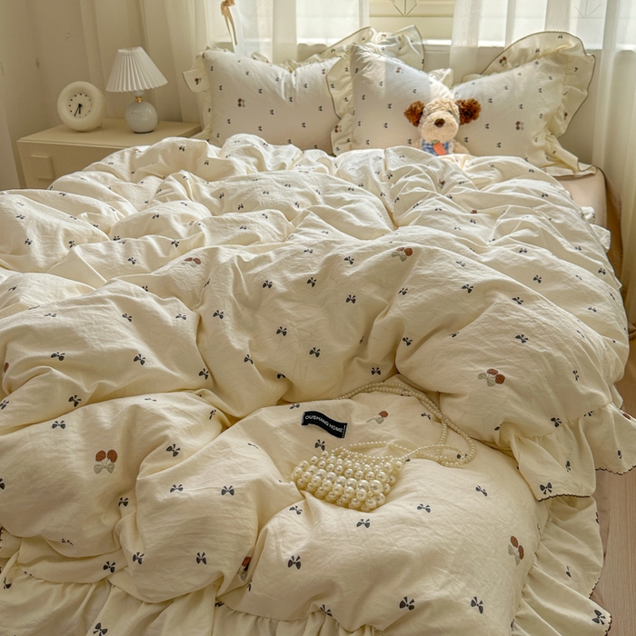 91家纺网 家纺一手货源 找家纺 欧尚 2025新款亲肤碎花云柔棉四件套 梦屿