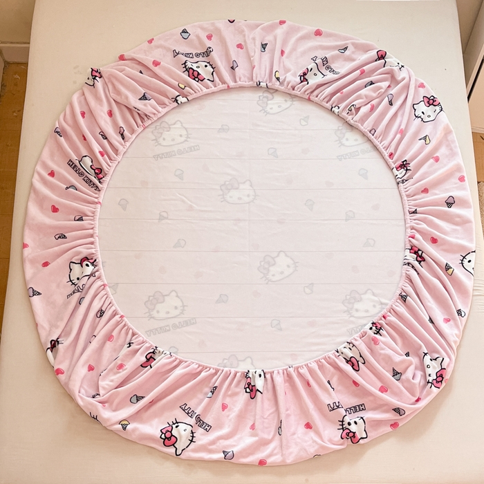 91家纺网 家纺一手货源 找家纺 金爱家 2025新款三丽鸥牛奶绒单品系列床单床笠单件 绒-X粉心甜筒kt