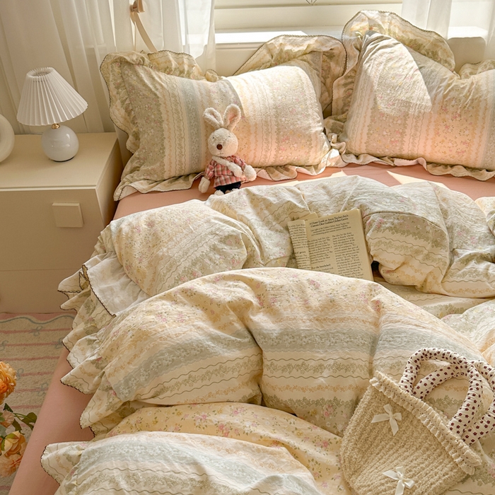 91家纺网 家纺一手货源 找家纺 欧尚 2025新款亲肤碎花云柔棉四件套 暖意