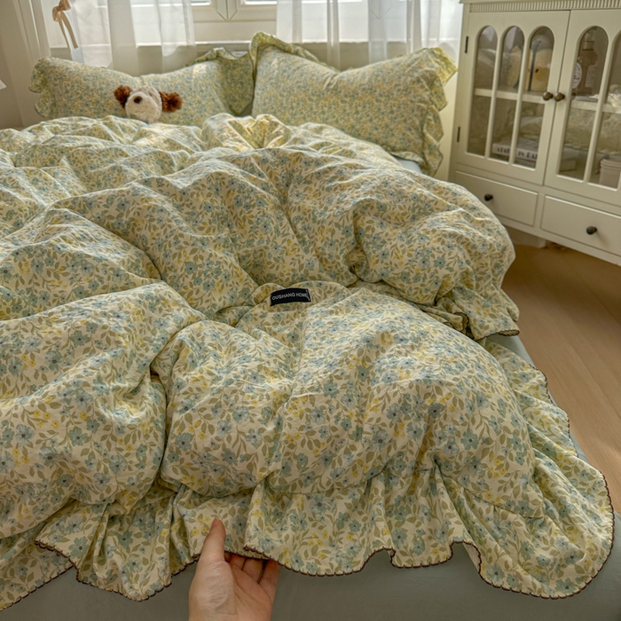 欧尚 2025新款亲肤碎花云柔棉四件套 清浅