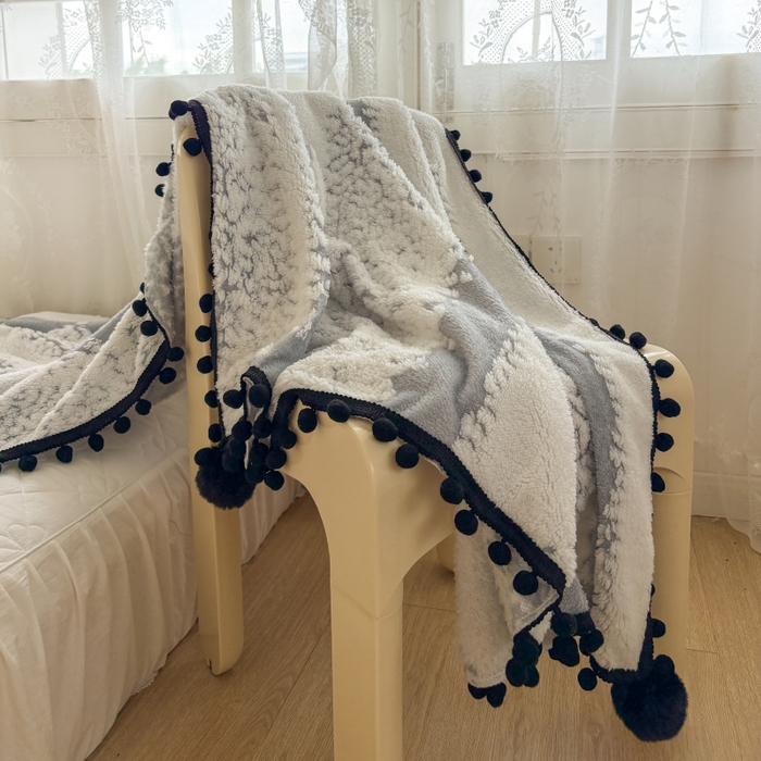 91家纺网 家纺一手货源 找家纺 潮邦创意家居 2025新款250g阳离子提花小球毯盖毯毯子-星绒墨趣 星绒墨趣 -星灰