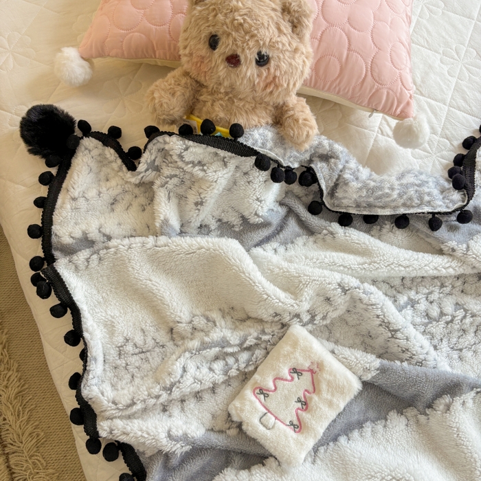 91家纺网 家纺一手货源 找家纺 潮邦创意家居 2025新款250g阳离子提花小球毯盖毯毯子-星绒墨趣 星绒墨趣 -星灰