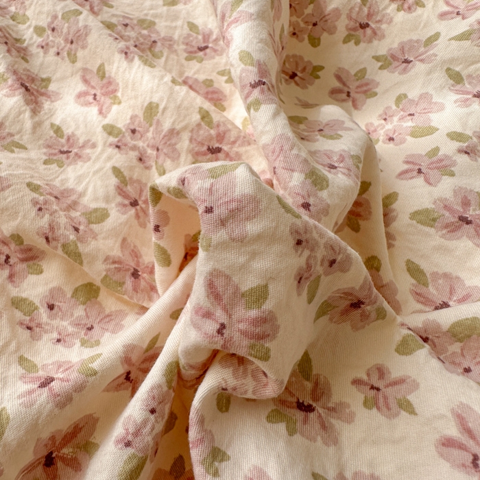 91家纺网 家纺一手货源 找家纺 欧尚 2025新款亲肤碎花云柔棉四件套 桃夭夭