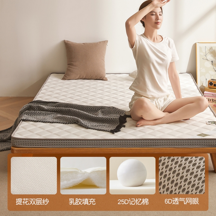 91家纺网 家纺一手货源 找家纺 （总）丽诺床垫 2025新款提花双层纱乳胶立体床垫
