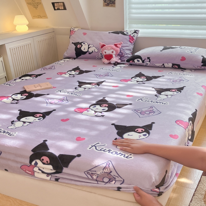 金爱家 2025新款三丽鸥牛奶绒单品系列床单床笠单件 绒-X梦幻库洛米