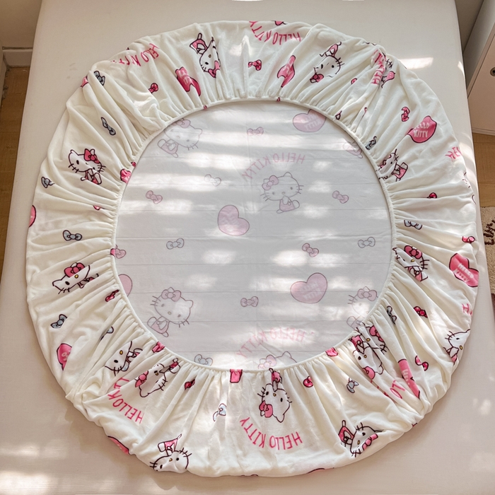 91家纺网 家纺一手货源 找家纺 金爱家 2025新款三丽鸥牛奶绒单品系列床单床笠单件 绒-X奶油kt