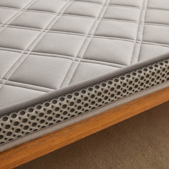 91家纺网 家纺一手货源 找家纺 丽诺床垫 2025新款提花双层纱乳胶立体床垫 灰色