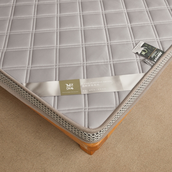 91家纺网 家纺一手货源 找家纺 丽诺床垫 2025新款提花双层纱乳胶立体床垫 灰色