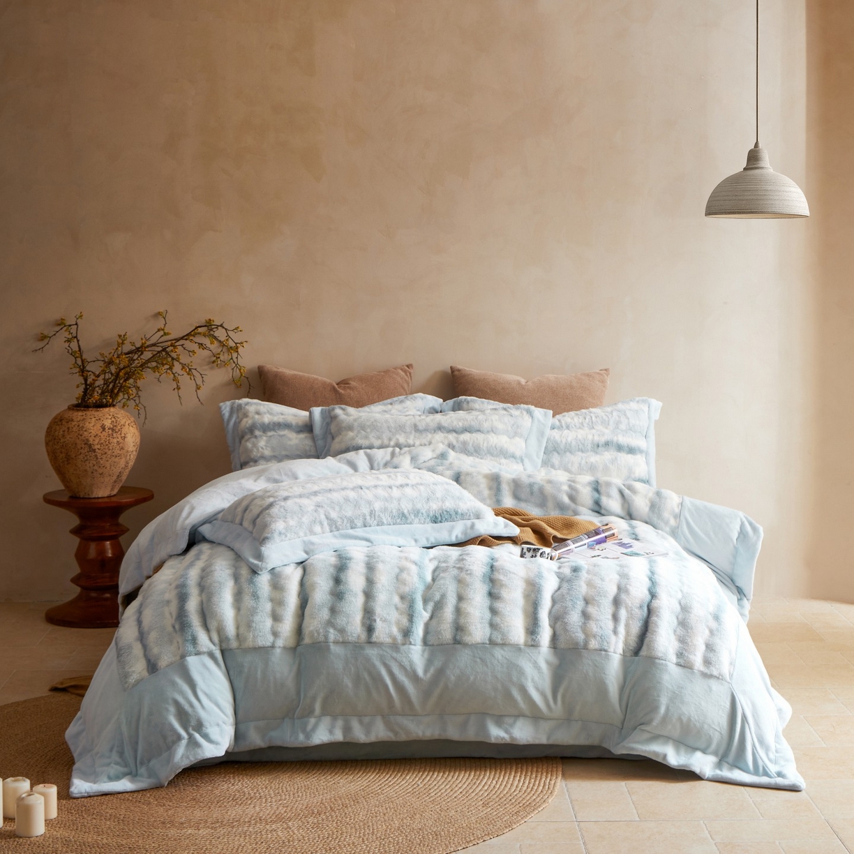 91家纺网 家纺一手货源 找家纺 （总）时亿家居 2025新款360g兔毛绒拼接牛奶绒四件套系列