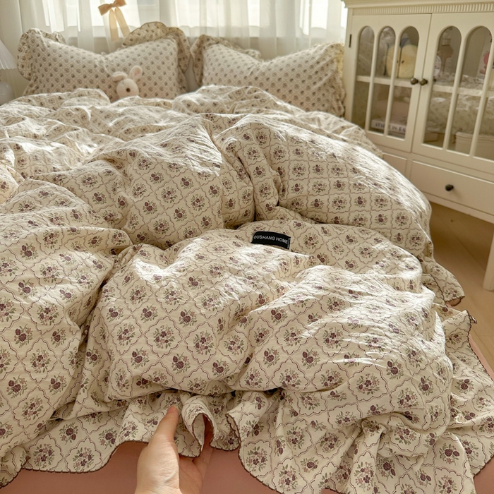 91家纺网 家纺一手货源 找家纺 （总）欧尚 2025新款亲肤碎花云柔棉四件套