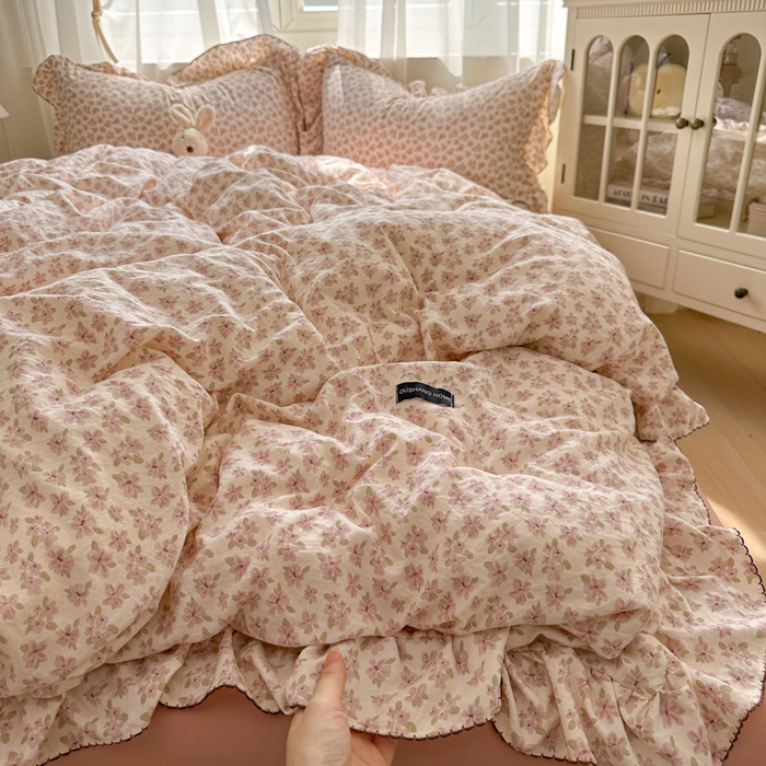 91家纺网 家纺一手货源 找家纺 （总）欧尚 2025新款亲肤碎花云柔棉四件套