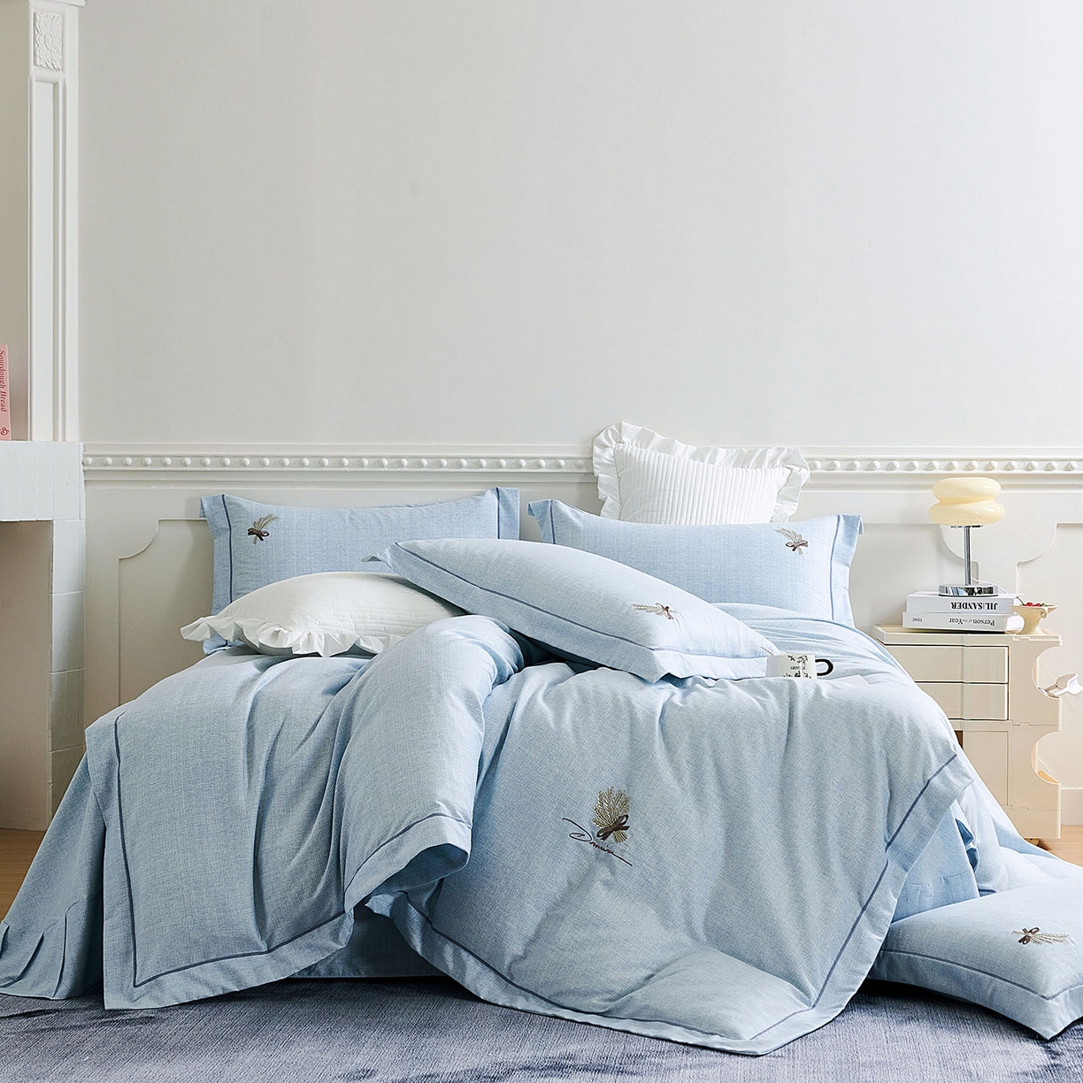 91家纺网 家纺一手货源 找家纺 （总）U品汇 2025新品60S长绒棉加厚全棉纯棉磨毛刺绣花四件套宽边款礼盒装