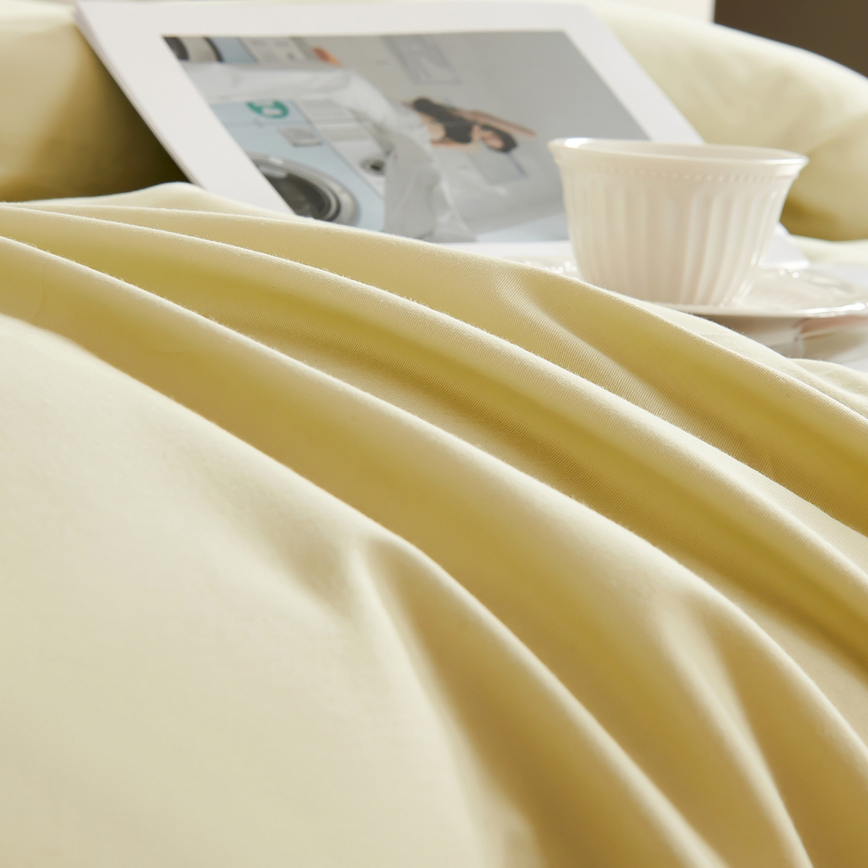 91家纺网 家纺一手货源 找家纺 U品汇 2025新品60S长绒棉加厚全棉纯棉磨毛刺绣花四件套宽边款礼盒装 香榭丽-昧青