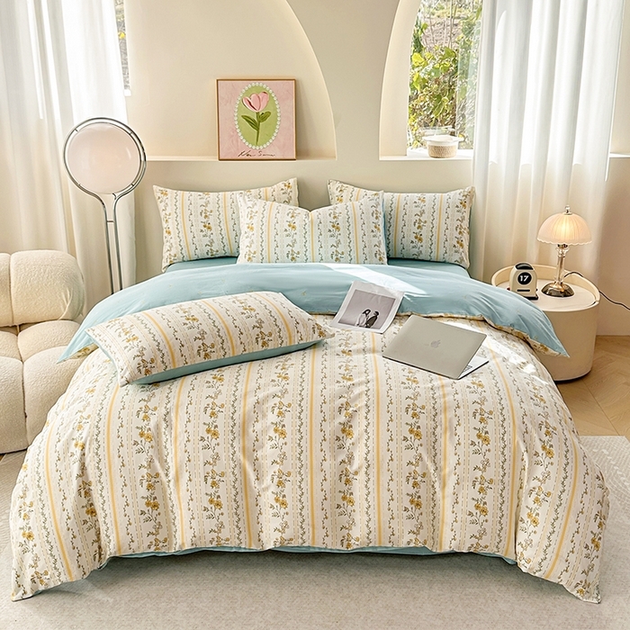 2025直播新款13372全棉纯棉印花四件套喷气小清新简约热款学生四件套 宁静致远新花型上新