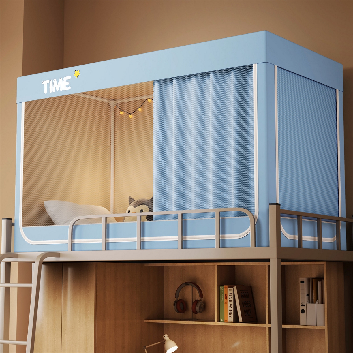 91家纺网 家纺一手货源 找家纺 （总）佳梦家纺 2025新款学生坐床蚊帐-星星系列