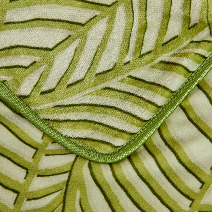 91家纺网 家纺一手货源 找家纺 博兰蒂 2025新款床裙款高克重牛奶绒印花四件套 叶之舒-绿