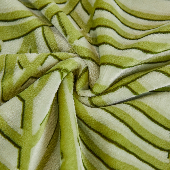 91家纺网 家纺一手货源 找家纺 博兰蒂 2025新款床裙款高克重牛奶绒印花四件套 叶之舒-绿