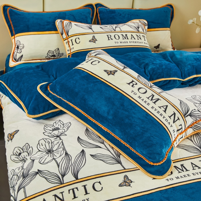 91家纺网 家纺一手货源 找家纺 博兰蒂 2025新款床裙款高克重牛奶绒印花四件套 一路生花