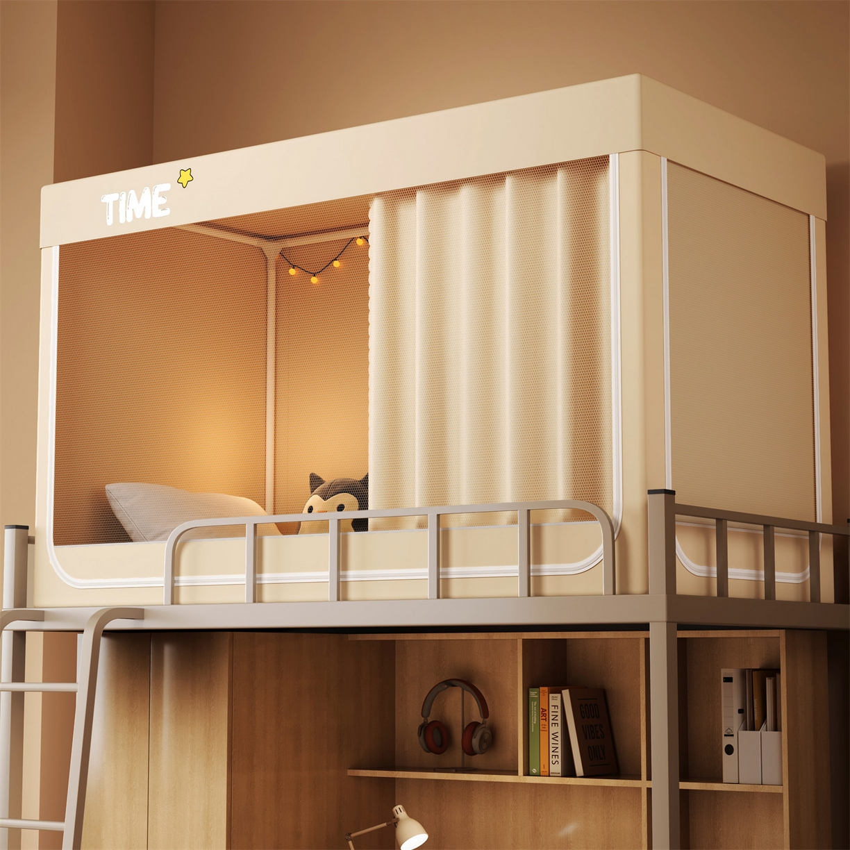 91家纺网 家纺一手货源 找家纺 佳梦家纺 2025新款学生坐床蚊帐-星星系列 星星-米