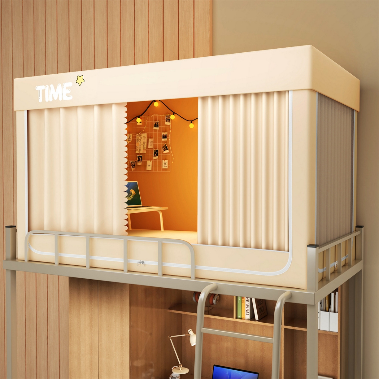 91家纺网 家纺一手货源 找家纺 佳梦家纺 2025新款学生坐床蚊帐-星星系列 星星-米