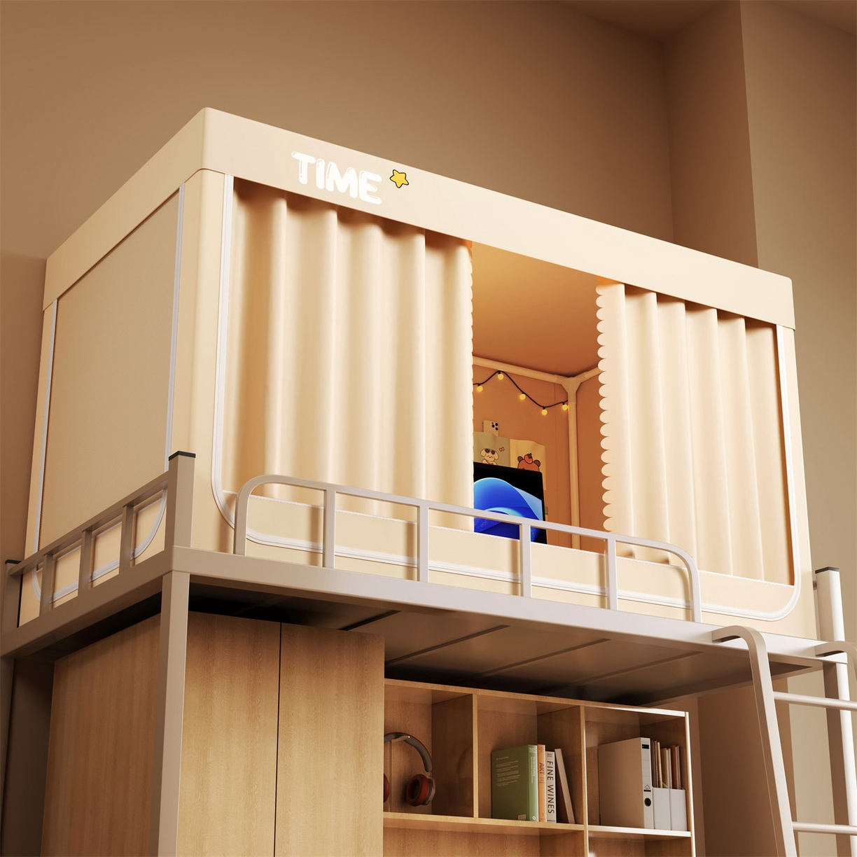 91家纺网 家纺一手货源 找家纺 佳梦家纺 2025新款学生坐床蚊帐-星星系列 星星-米