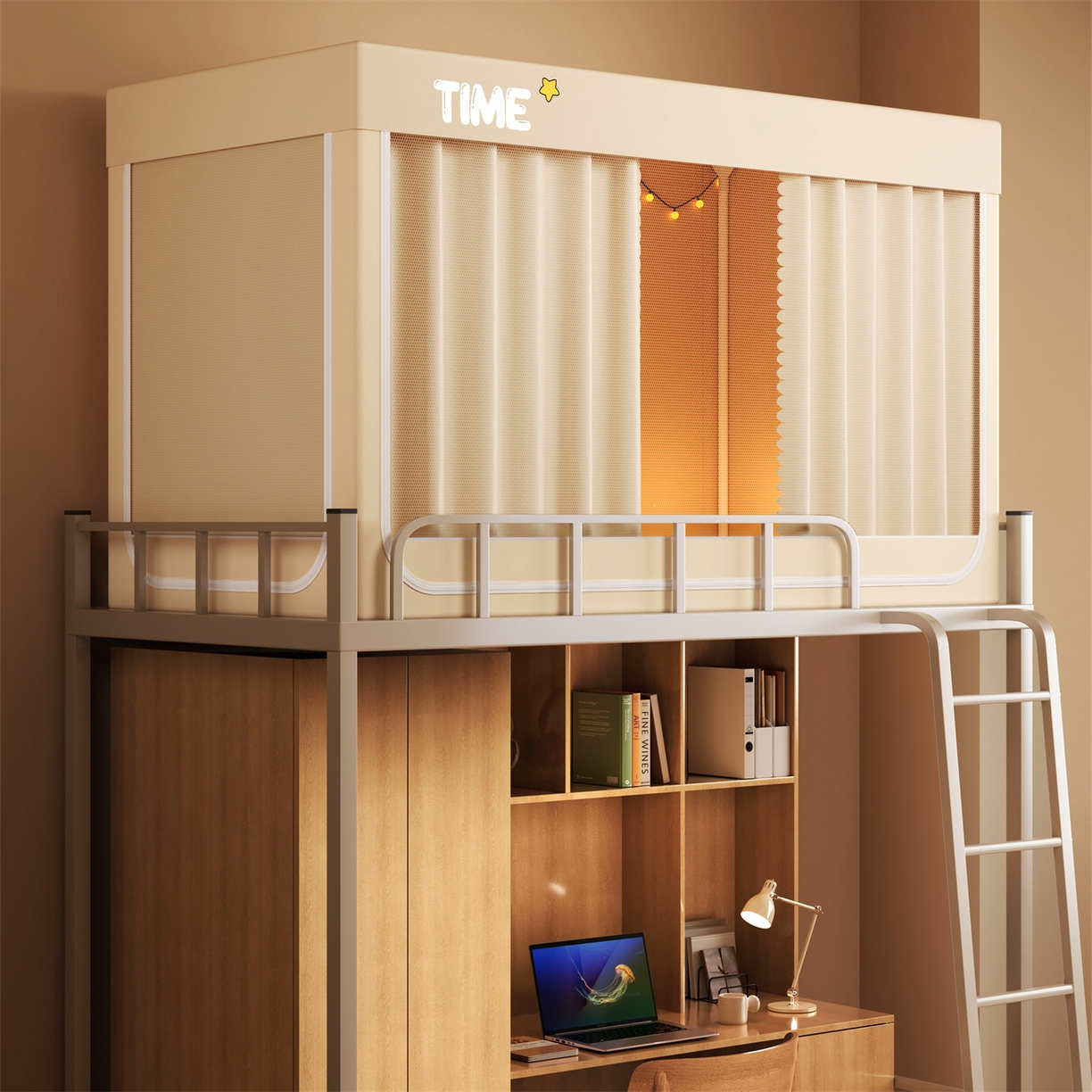 91家纺网 家纺一手货源 找家纺 佳梦家纺 2025新款学生坐床蚊帐-星星系列 星星-米