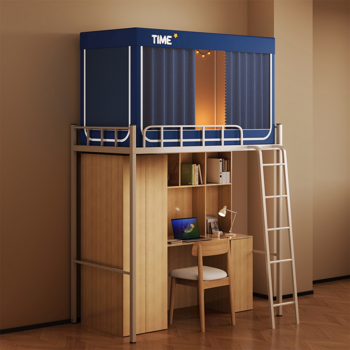 91家纺网 家纺一手货源 找家纺 佳梦家纺 2025新款学生坐床蚊帐-星星系列 星星-藏青