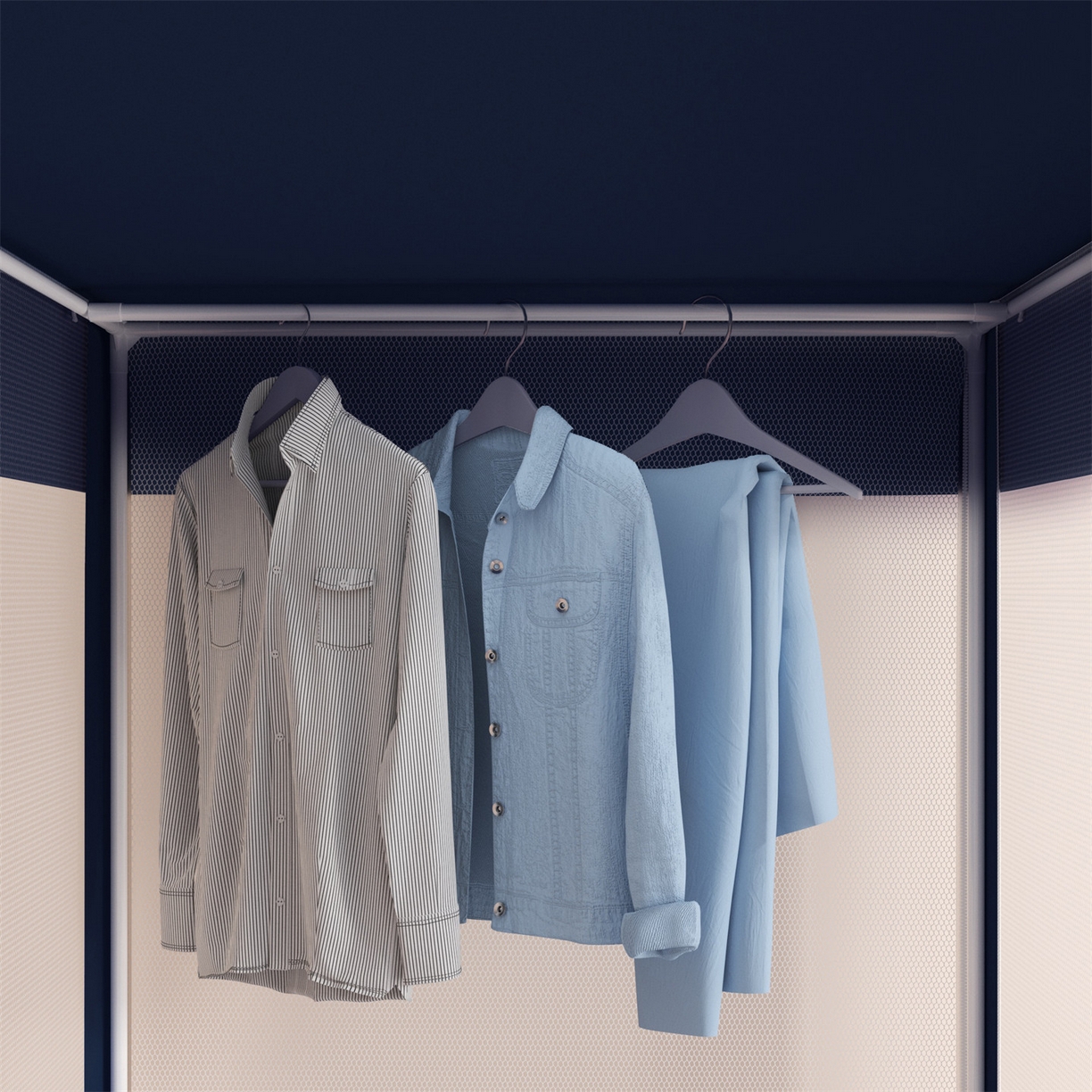 91家纺网 家纺一手货源 找家纺 佳梦家纺 2025新款学生坐床蚊帐-星星系列 星星-藏青