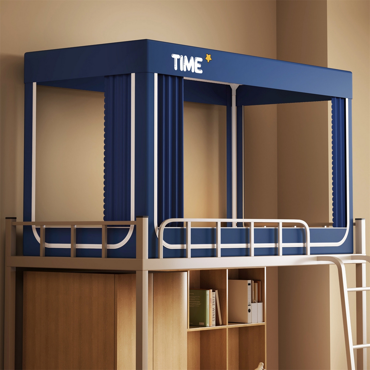 91家纺网 家纺一手货源 找家纺 佳梦家纺 2025新款学生坐床蚊帐-星星系列 星星-藏青