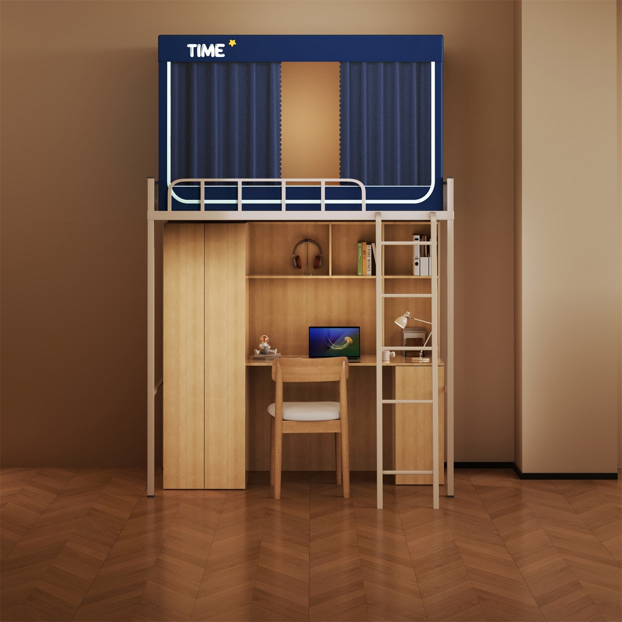 91家纺网 家纺一手货源 找家纺 佳梦家纺 2025新款学生坐床蚊帐-星星系列 星星-藏青