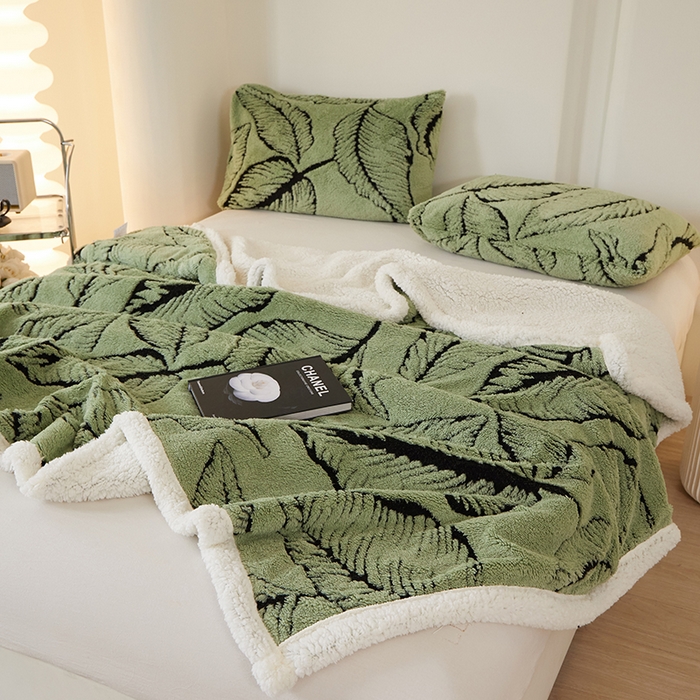 91家纺网 家纺一手货源 找家纺 （总）楼兰公主 2025新款阳离子羊羔绒蕉叶绒毯双层毛毯毯子