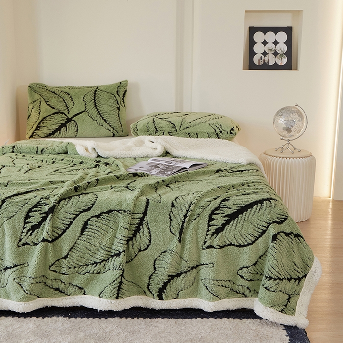 91家纺网 家纺一手货源 找家纺 （总）楼兰公主 2025新款阳离子羊羔绒蕉叶绒毯双层毛毯毯子