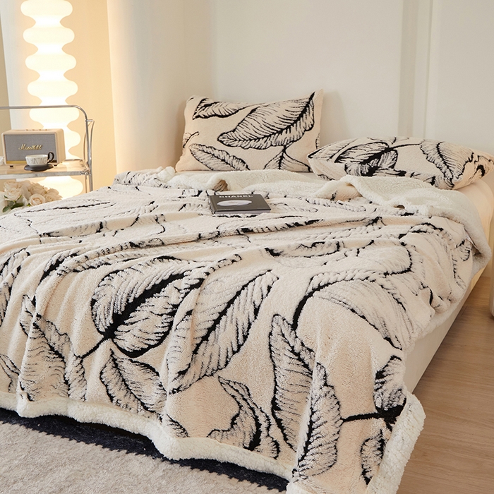 91家纺网 家纺一手货源 找家纺 （总）楼兰公主 2025新款阳离子羊羔绒蕉叶绒毯双层毛毯毯子