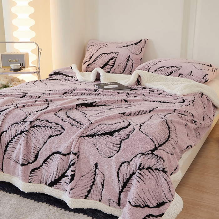 91家纺网 家纺一手货源 找家纺 （总）楼兰公主 2025新款阳离子羊羔绒蕉叶绒毯双层毛毯毯子