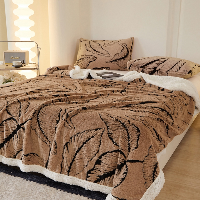 91家纺网 家纺一手货源 找家纺 （总）楼兰公主 2025新款阳离子羊羔绒蕉叶绒毯双层毛毯毯子