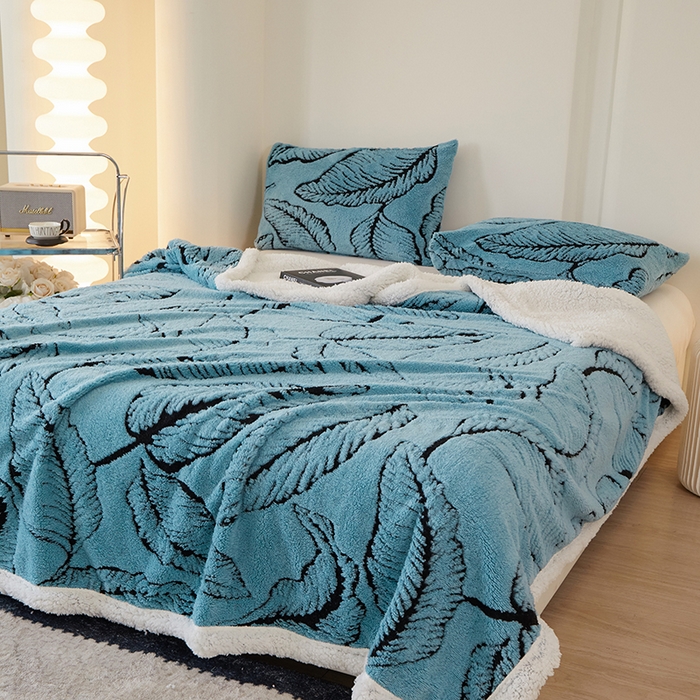 91家纺网 家纺一手货源 找家纺 （总）楼兰公主 2025新款阳离子羊羔绒蕉叶绒毯双层毛毯毯子