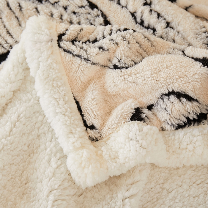 91家纺网 家纺一手货源 找家纺 楼兰公主 2025新款阳离子羊羔绒蕉叶绒毯双层毛毯毯子 蕉叶绒-白