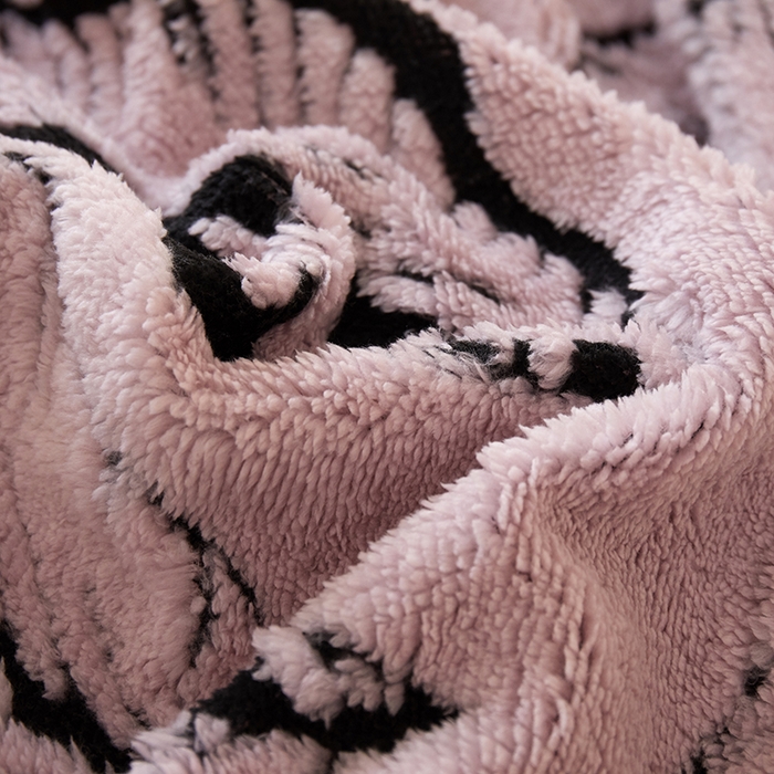 91家纺网 家纺一手货源 找家纺 楼兰公主 2025新款阳离子羊羔绒蕉叶绒毯双层毛毯毯子 蕉叶绒-粉