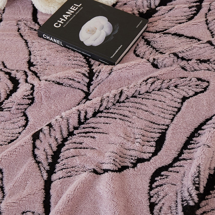 91家纺网 家纺一手货源 找家纺 楼兰公主 2025新款阳离子羊羔绒蕉叶绒毯双层毛毯毯子 蕉叶绒-粉