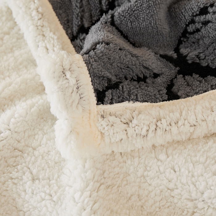 91家纺网 家纺一手货源 找家纺 楼兰公主 2025新款阳离子羊羔绒蕉叶绒毯双层毛毯毯子 蕉叶绒-灰