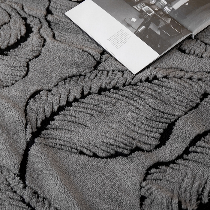 91家纺网 家纺一手货源 找家纺 楼兰公主 2025新款阳离子羊羔绒蕉叶绒毯双层毛毯毯子 蕉叶绒-灰
