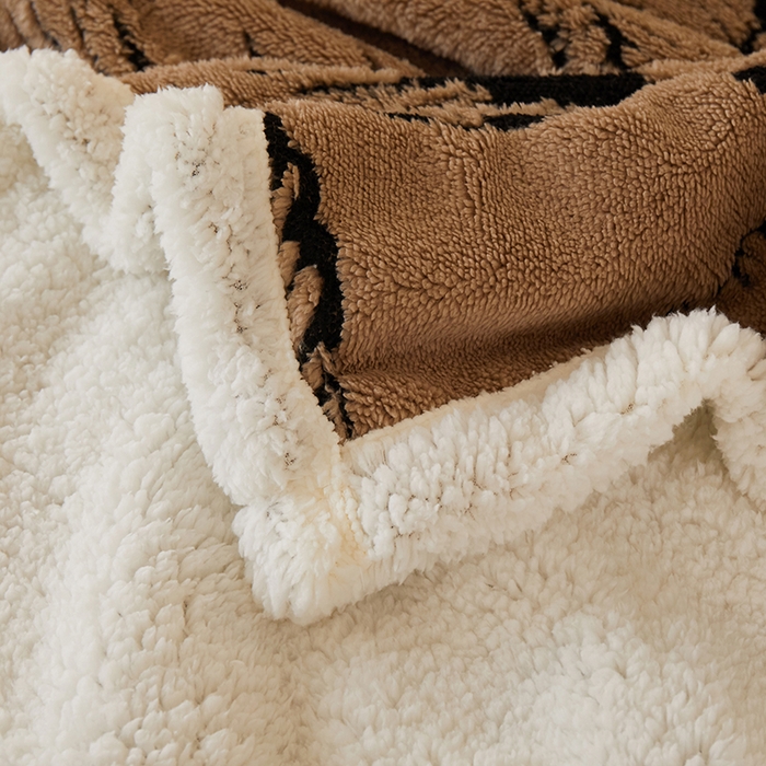 91家纺网 家纺一手货源 找家纺 楼兰公主 2025新款阳离子羊羔绒蕉叶绒毯双层毛毯毯子 蕉叶绒-咖